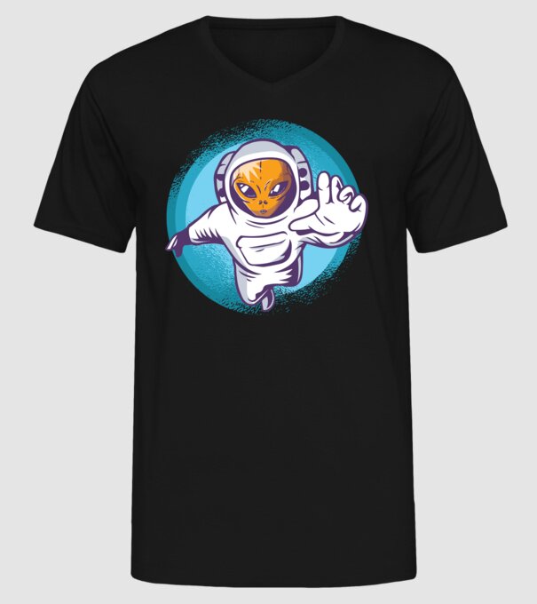 Alien Astronaut model negru pe tricou