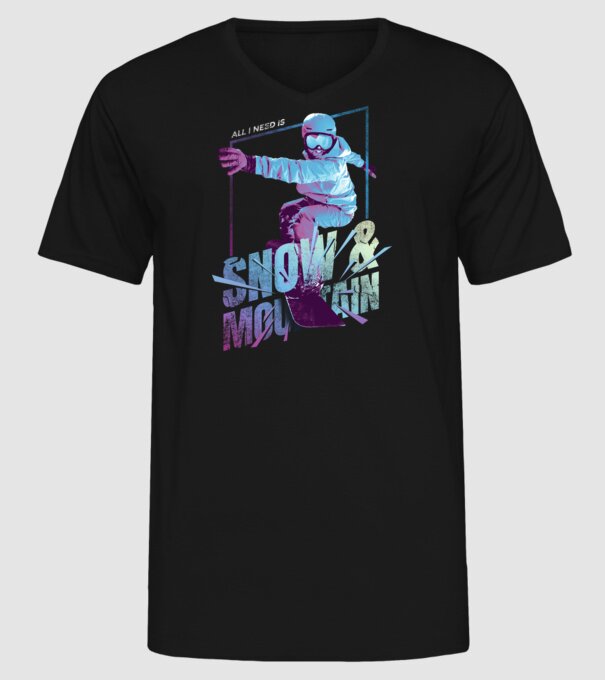 All I need is Snowboard model negru pe tricou