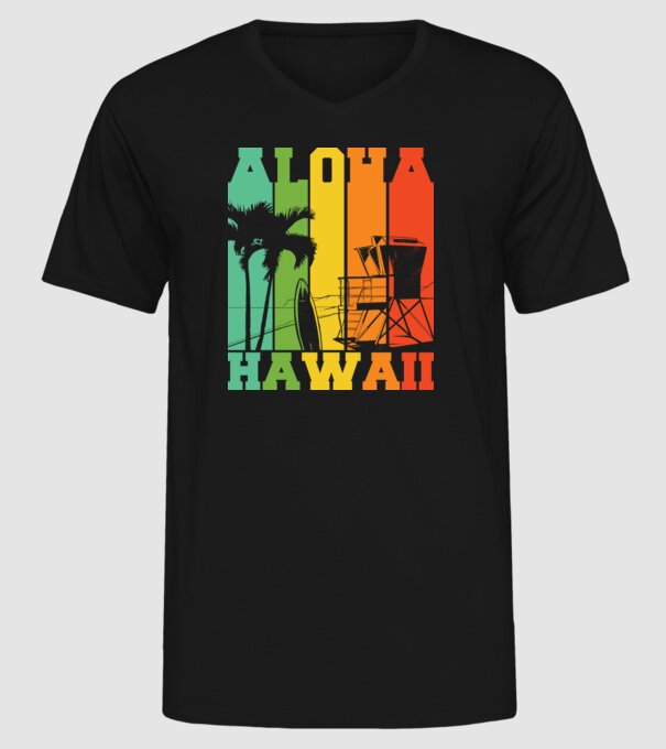 Aloha Hawaii model negru pe tricou