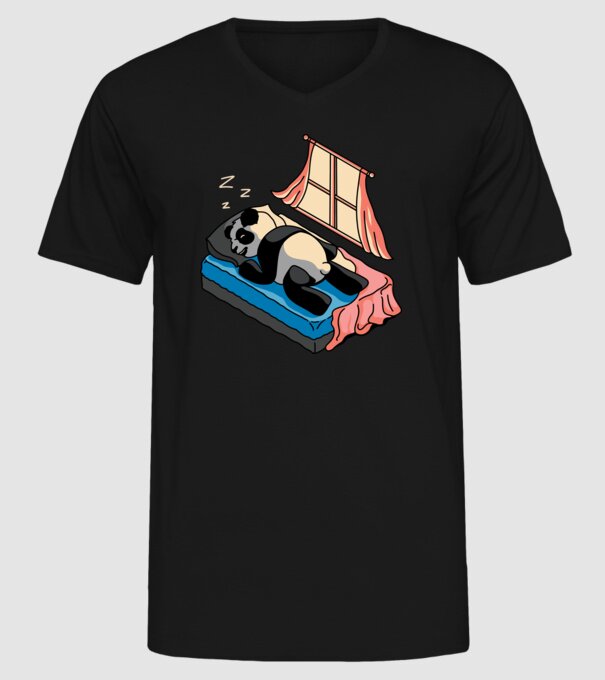 Panda dormind model negru pe tricou