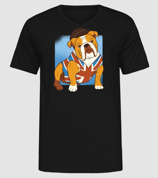 Bulldog englezesc model negru pe tricou