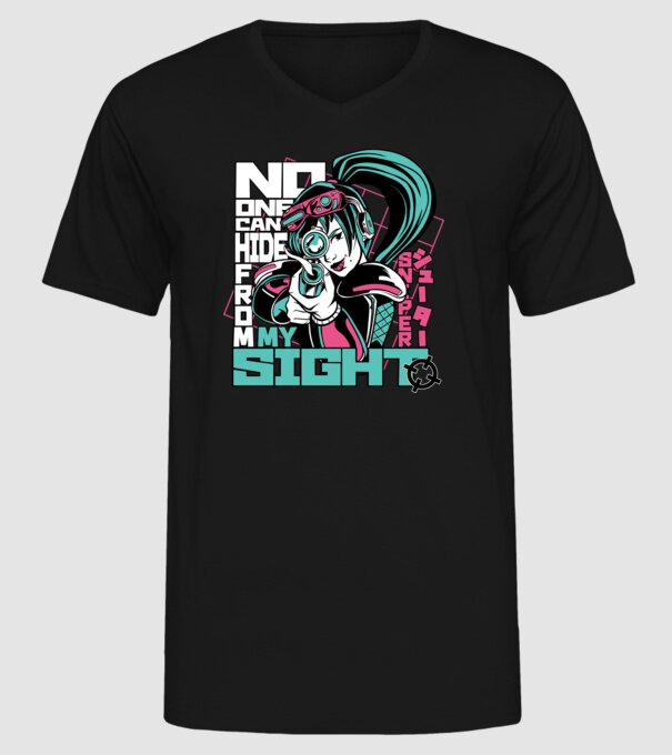 Anime Fată Lunetistă model negru pe tricou