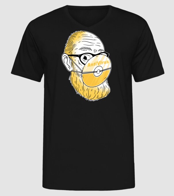 Antivirus model negru pe tricou