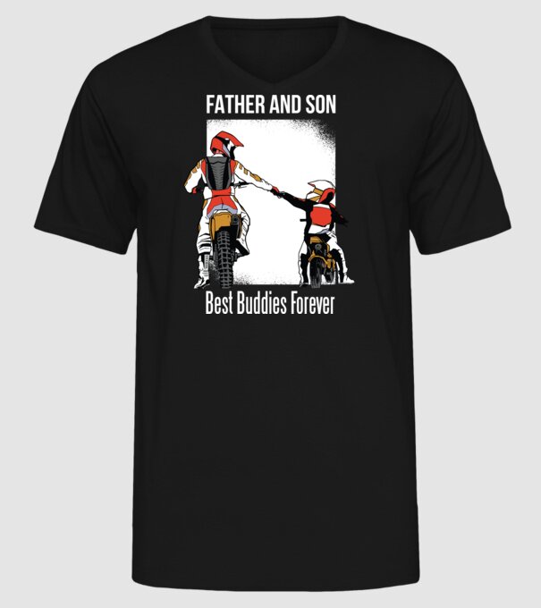 Tată și Fiu cei mai buni Prieteni - Motociclist model negru pe tricou