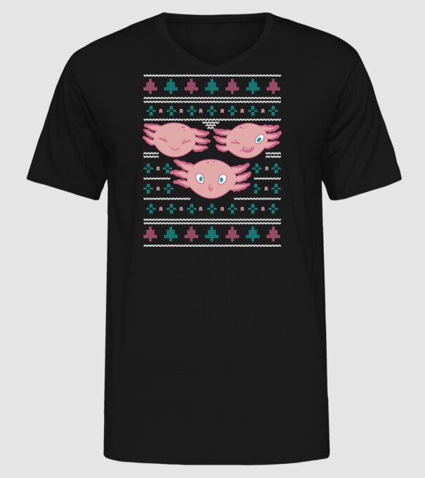 Pulover urât Axolotl model negru pe tricou