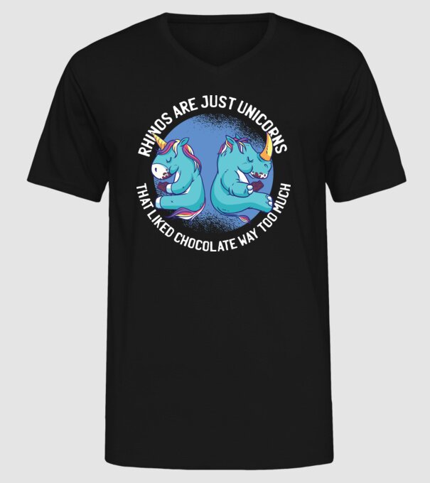 Rinocerul este, de asemenea, un unicorn model negru pe tricou