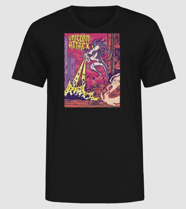 Atacul Unicornului model negru pe tricou