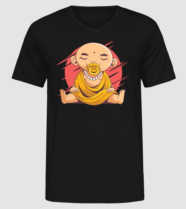 Baby Buddha cu suzetă tricou amuzant model negru pe tricou