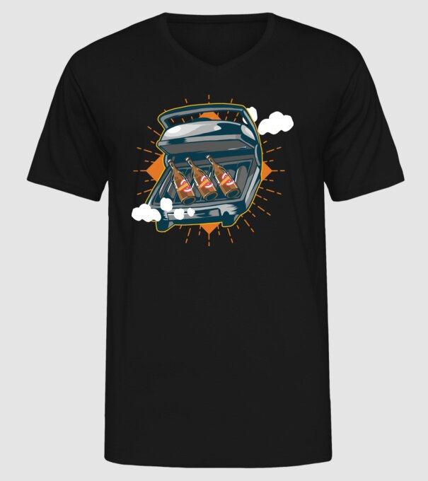 Bere BBQ model negru pe tricou