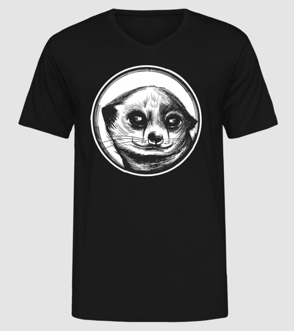 Pui de suricata model negru pe tricou