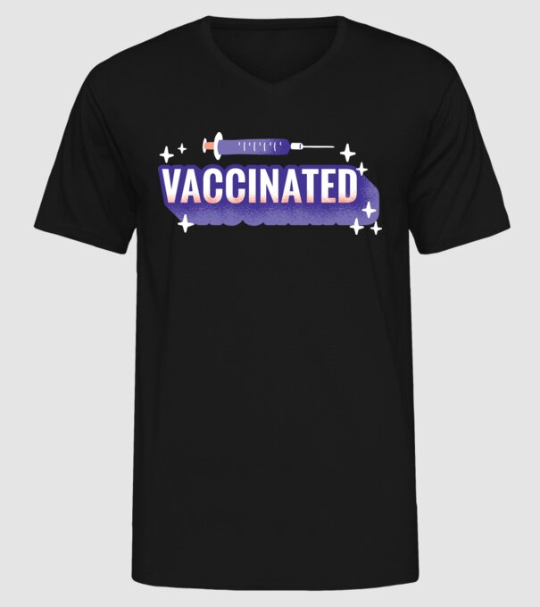 Vaccinat model negru pe tricou