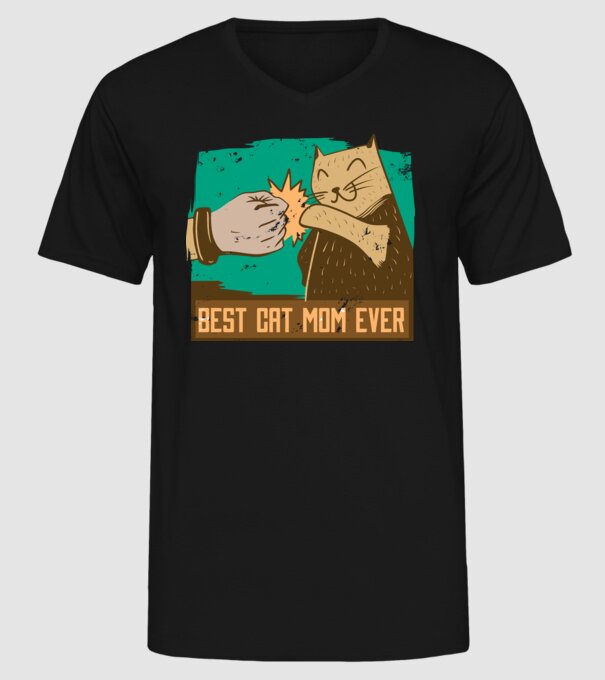 Best Cat Mom Ever - Cea mai bună mamă cu pisici model negru pe tricou