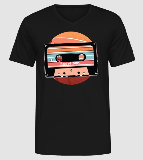 Best of 2005 retro Tape Birthday model negru pe tricou