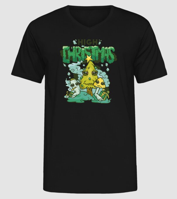 Crăciun drogat model negru pe tricou