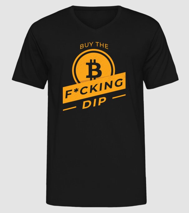 Bitcoin - Buy the fucking dip model negru pe tricou