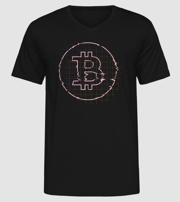 Bitcoin Glitch model negru pe tricou
