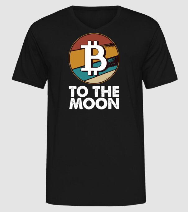 Bitcoin to the moon model negru pe tricou