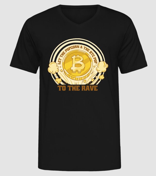 Bitcoin to the Rave model negru pe tricou