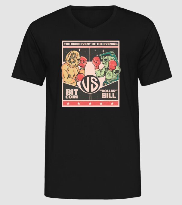 Bitcoin Vs Dolarul SUA model negru pe tricou