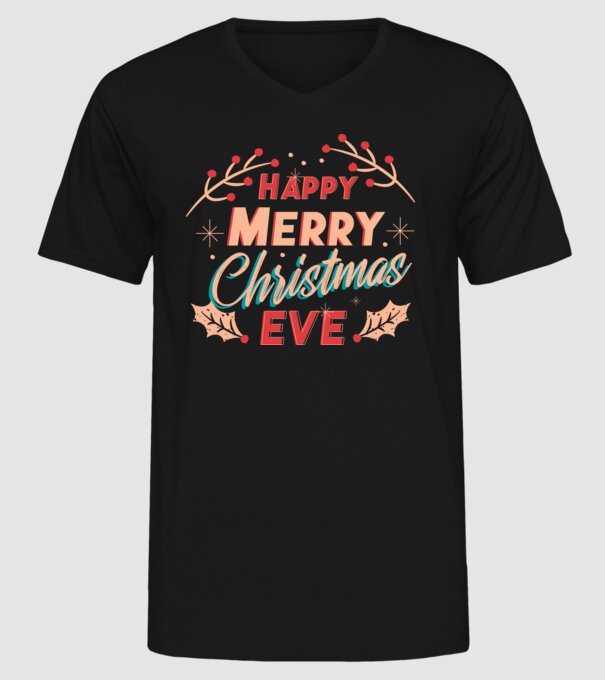 Crăciun Fericit model negru pe tricou