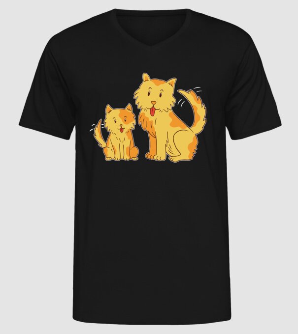 Câini fericiți model negru pe tricou