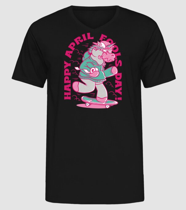 Ziua proștilor Unicorn model negru pe tricou