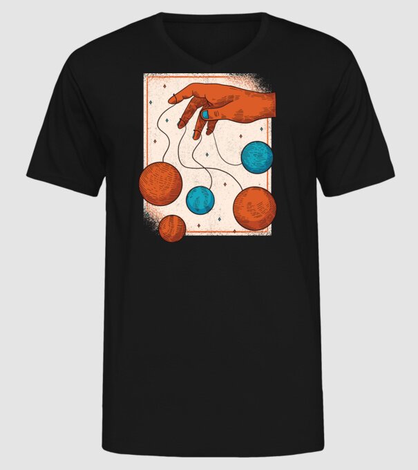 Planete model negru pe tricou