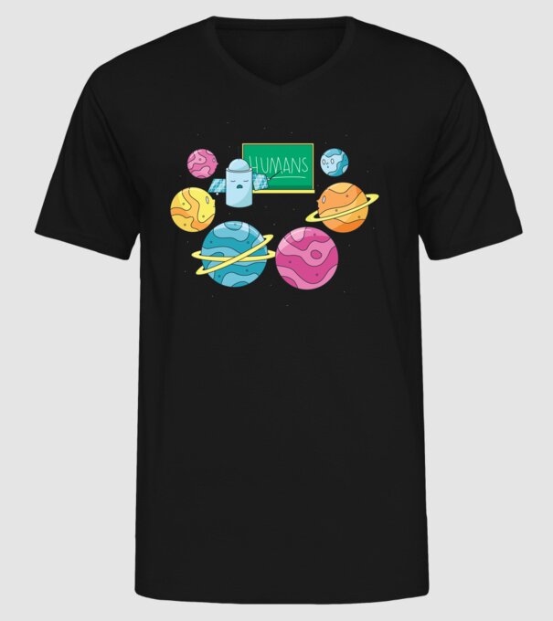 Învățarea planetelor model negru pe tricou
