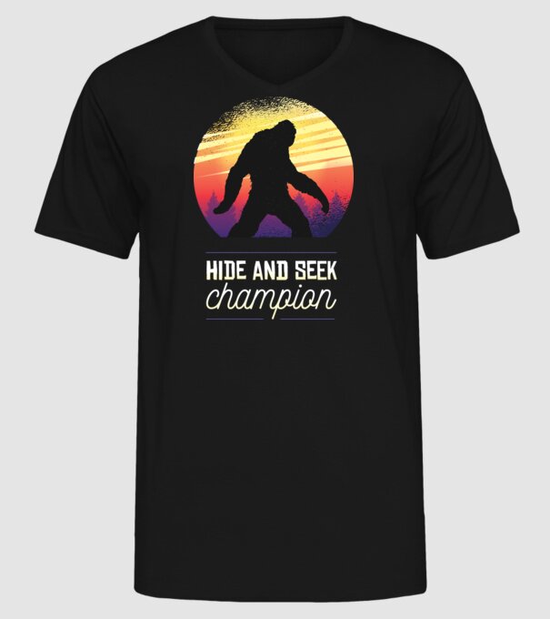 campion de-a v-ați ascunselea Yeti model negru pe tricou