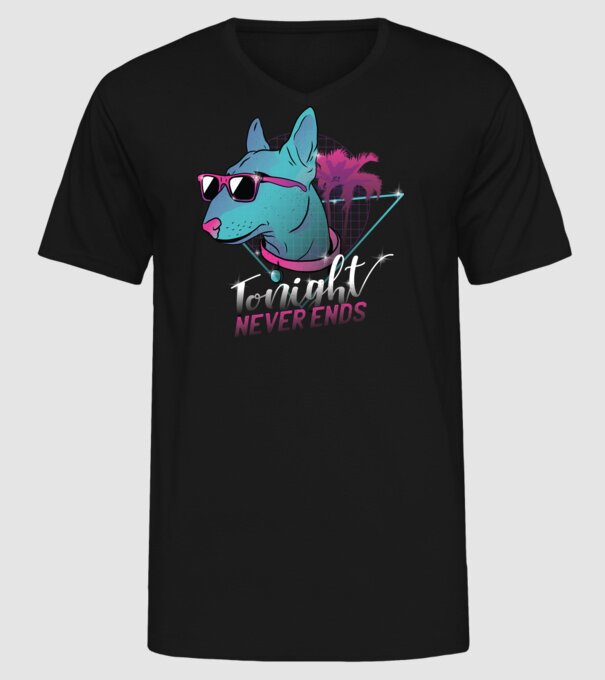 Bullterrier Neon Retro tricou amuzant model negru pe tricou