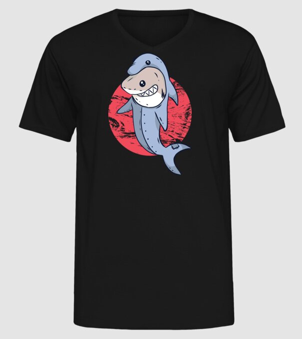 Rechin în costum de delfin model negru pe tricou
