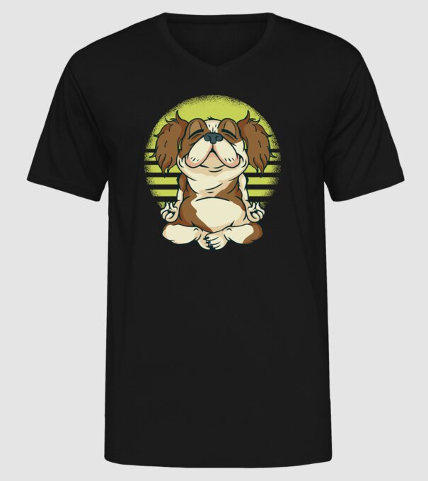 Cavalier King Spaniel Yoga model negru pe tricou