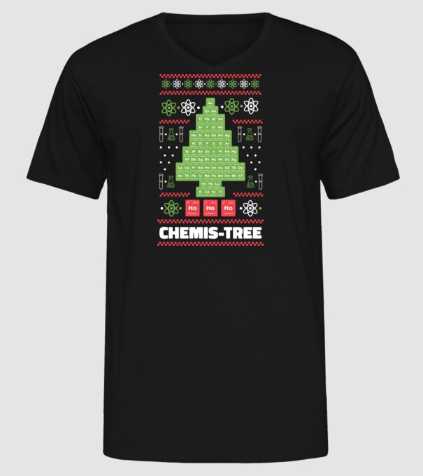 Chemis-tree pom de Crăciun model negru pe tricou