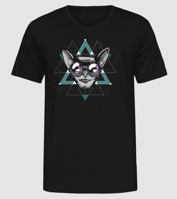 Tricou cu Câine Chihuahua model negru pe tricou