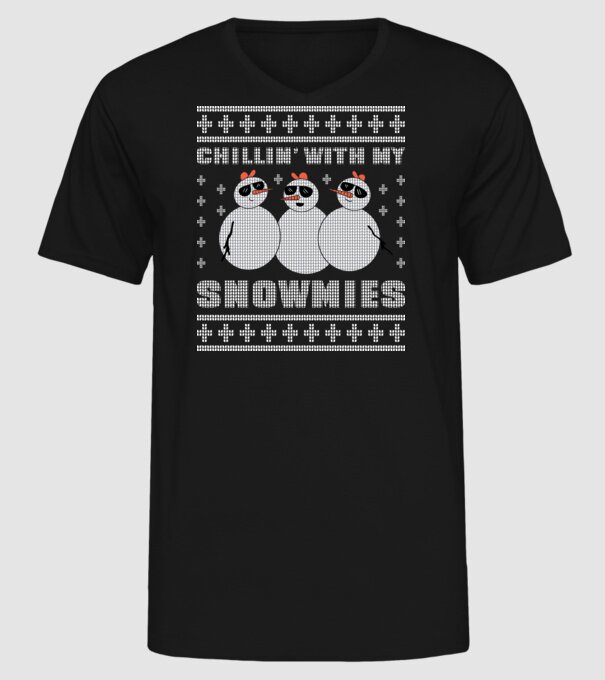 Chillin with my Snowmies tricou pulovăr urât model negru pe tricou
