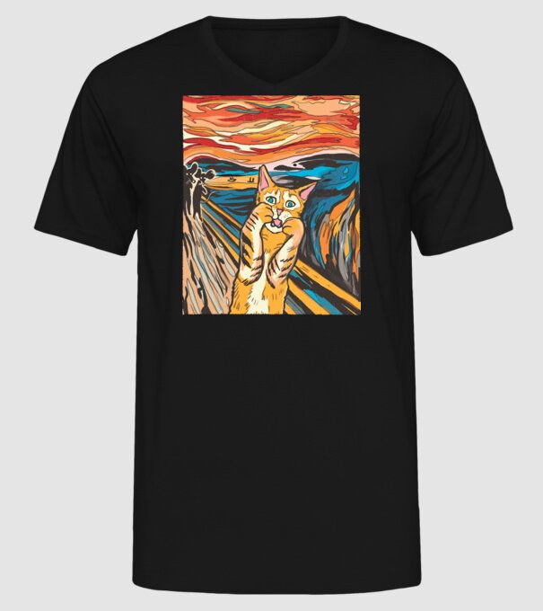 pictură Parodie Pisică model negru pe tricou