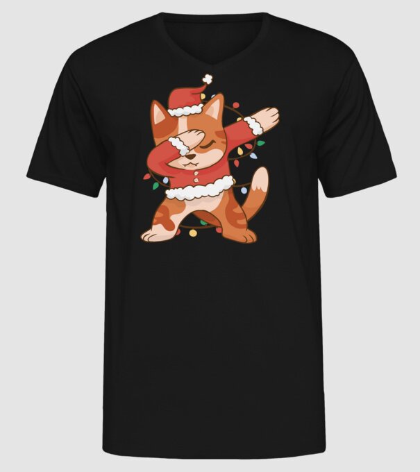Pisică Crăciun DAB model negru pe tricou