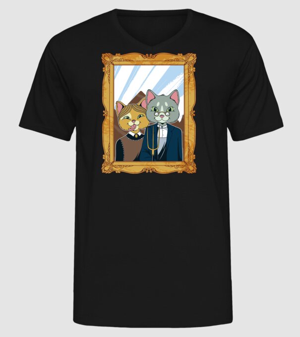 Portret Pisică model negru pe tricou