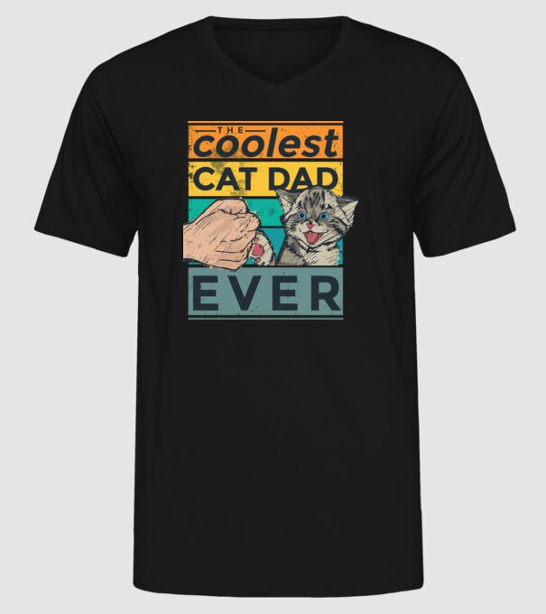 Coolest Cat Dad Ever - Cel mai tare tată cu pisică model negru pe tricou