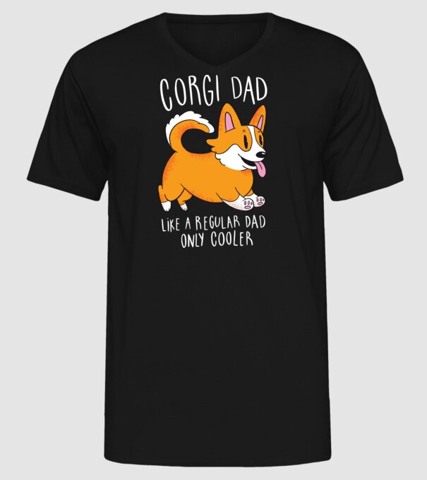 Tată de Corgi model negru pe tricou