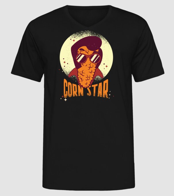 Corn Star - Porumb cu freză Elvis model negru pe tricou