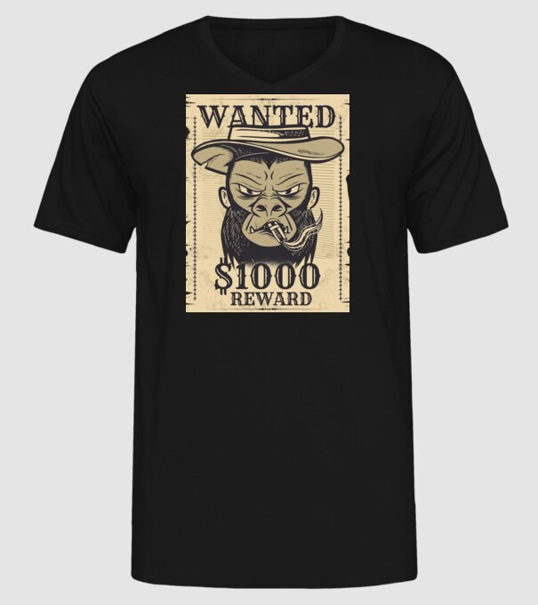 Maimuță cowboy model negru pe tricou