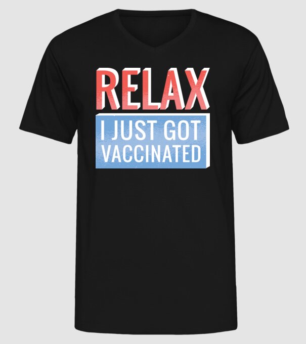 Fii calm, sunt vaccinat model negru pe tricou