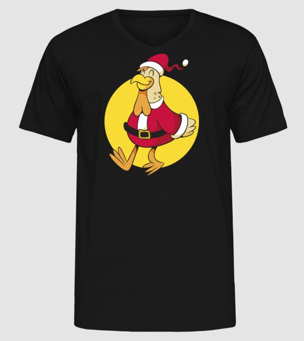 Moș Crăciun Pui model negru pe tricou