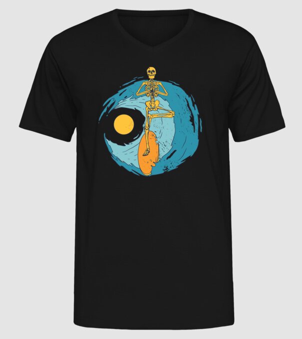 Schelet Surfer model negru pe tricou