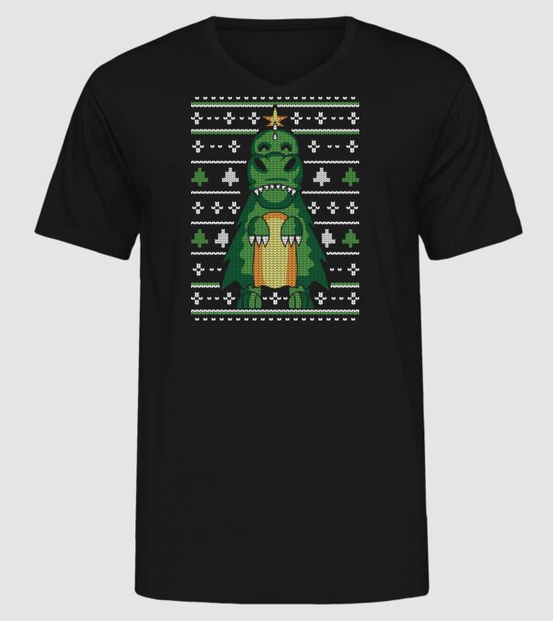 T-rex cu pulovăr urât model negru pe tricou