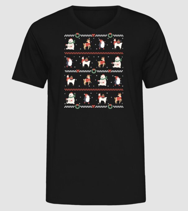 Pulover urât cu Animale drăguțe model negru pe tricou