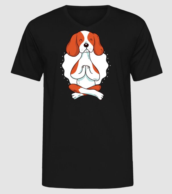 Yoga Drăguț Câine Beagle model negru pe tricou