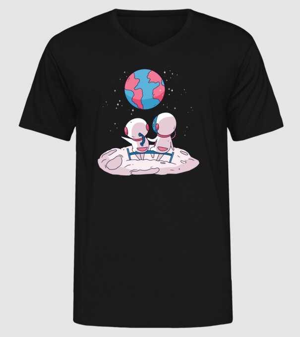 Astronauți drăguți model negru pe tricou