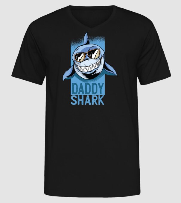 Daddy Shark tricou pentru tata model negru pe tricou